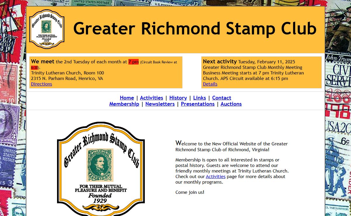 Greater Richmond Stamp Club, Home