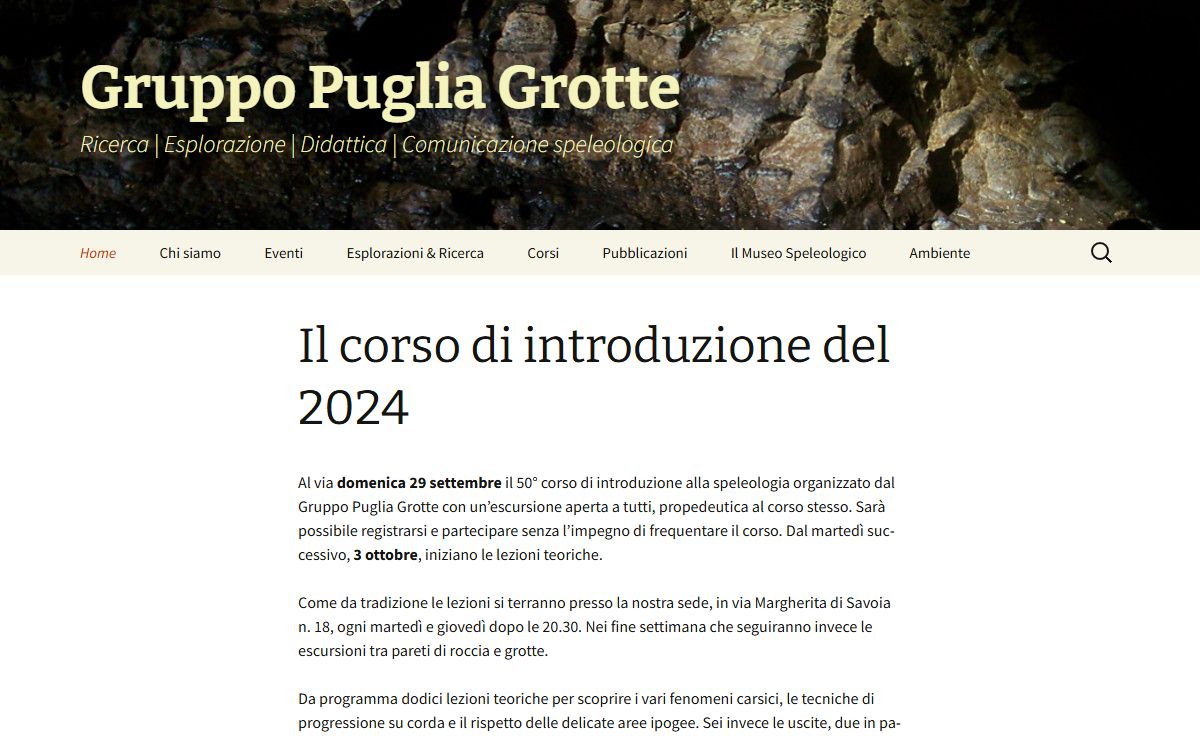 Gruppo Puglia Grotte | Ricerca | Esplorazione | Didattica | Comunicazione speleologica