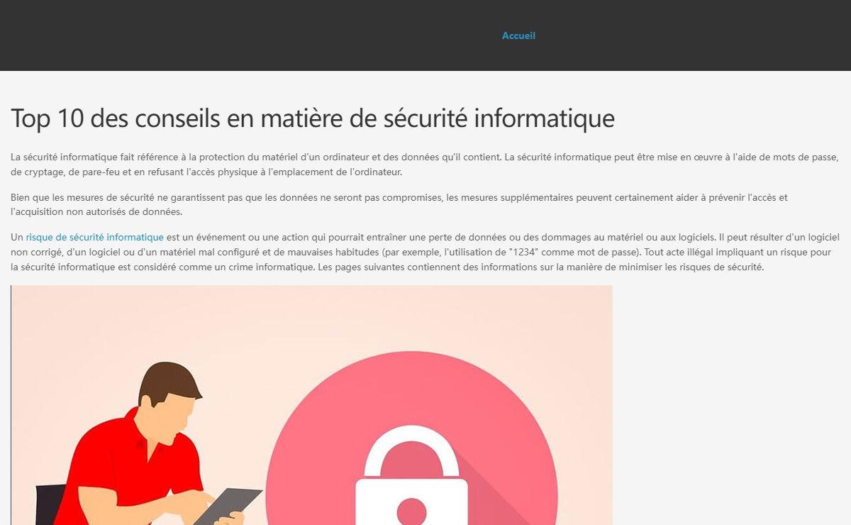 Conseils sur la sécurité informatique