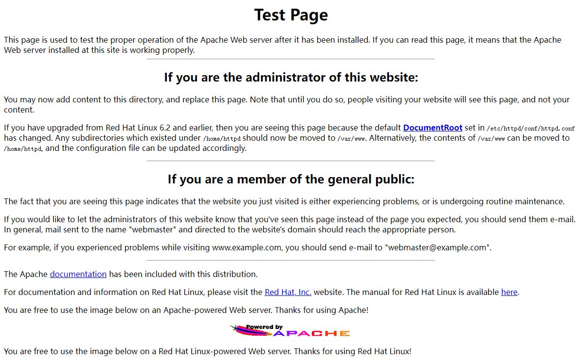 Test Page for the Apache Web Server on Red Hat Linux