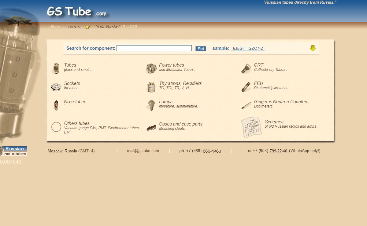 ''GSTube.com''. Tubes, sockets etc.