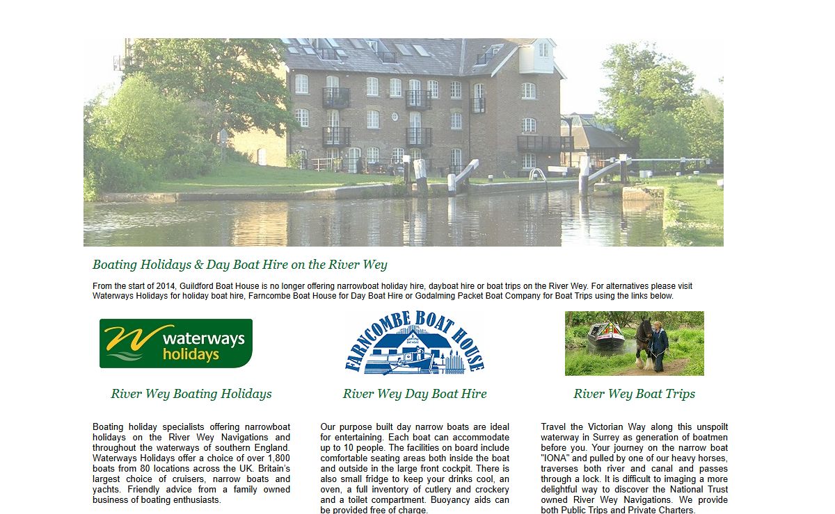 River Wey canal boat holidays, day boat hire & boat trips