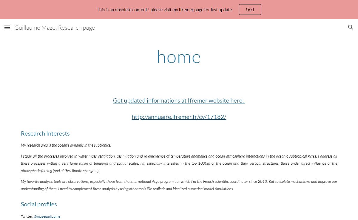 Guillaume Maze: Research page
