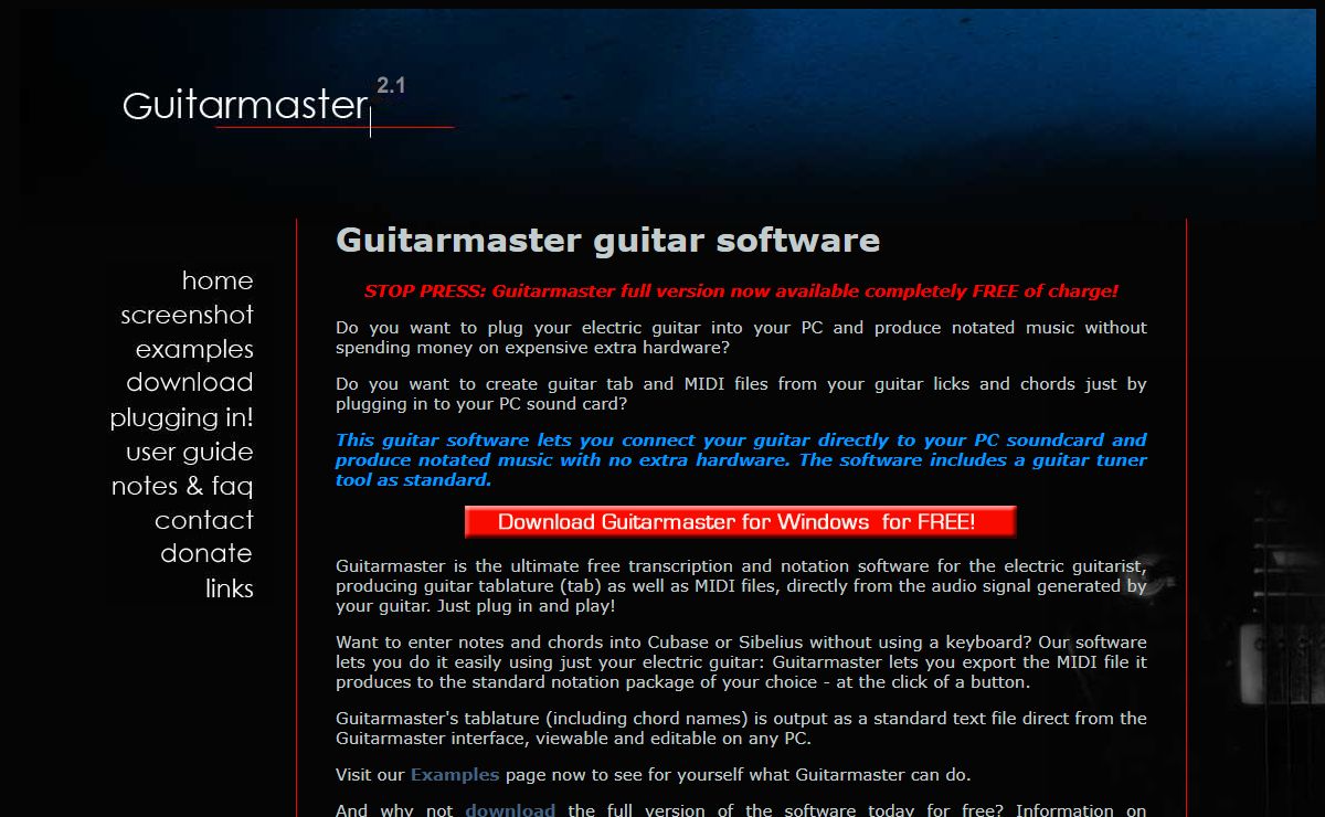 Free Guitar Software / Guitar Notation Software: Guitarmaster