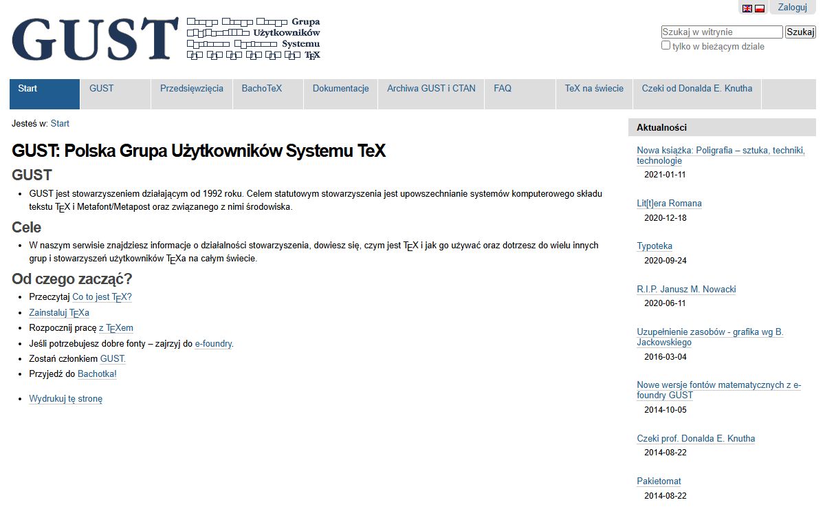 GUST: Polska Grupa Użytkowników Systemu TeX — GUST Web Presence