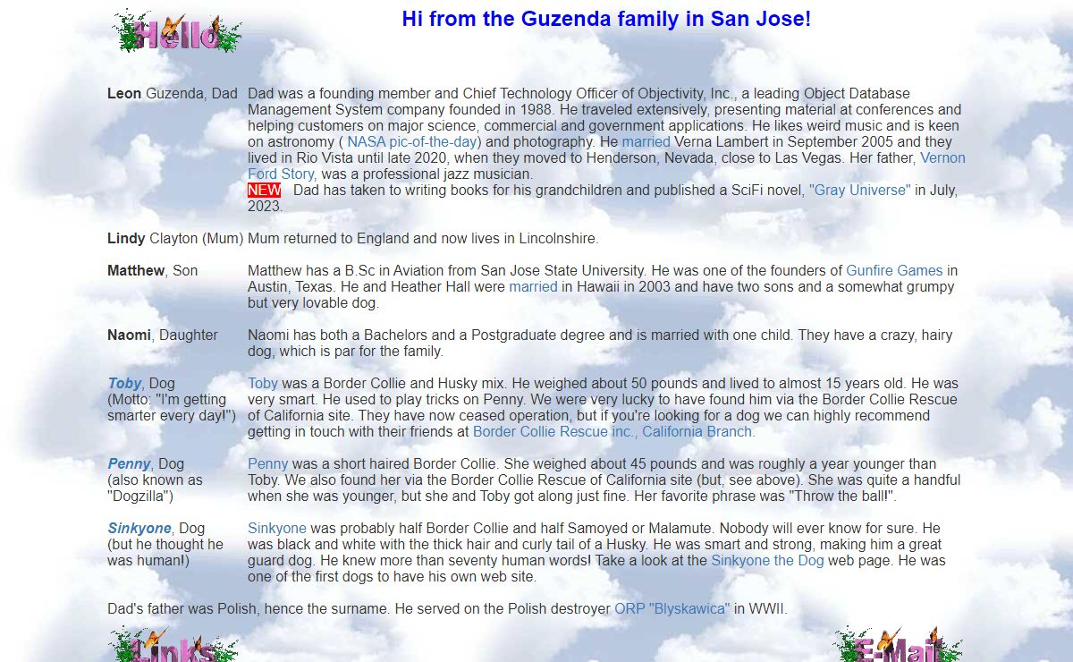 The Guzenda family Page