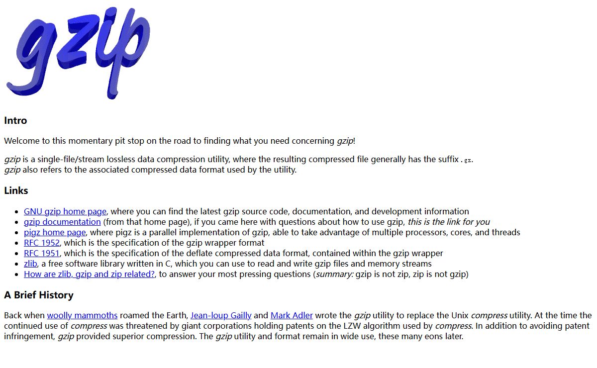 The gzip home page