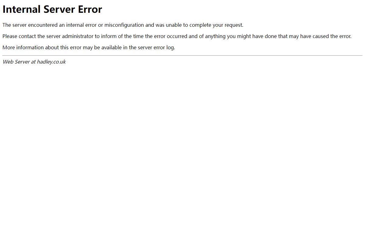 500 Internal Server Error