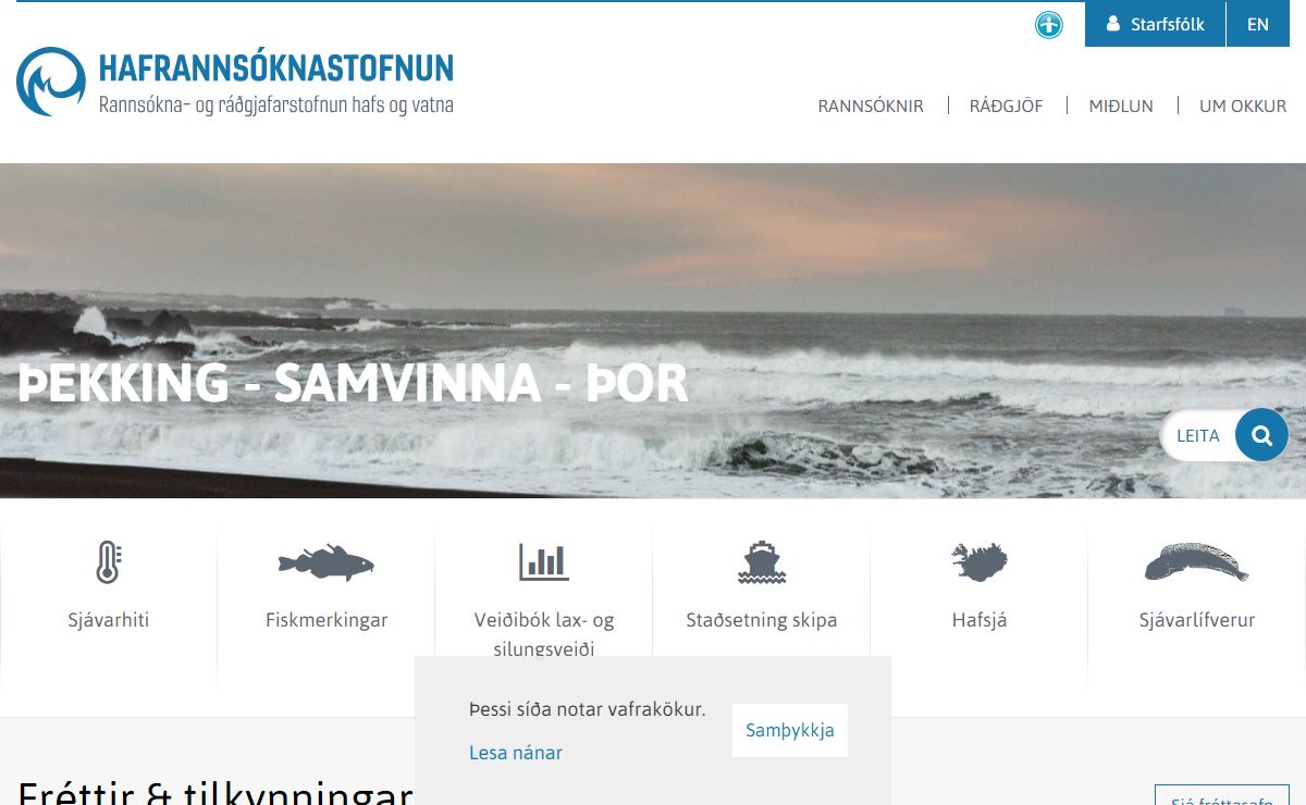 Haf og vatn | Hafrannsóknastofnun