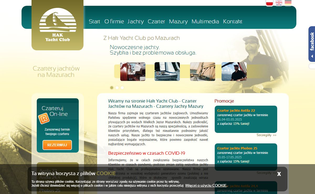 Czarter jachtów na Mazurach, Czartery Jachty Mazury - Hak Yacht Club.