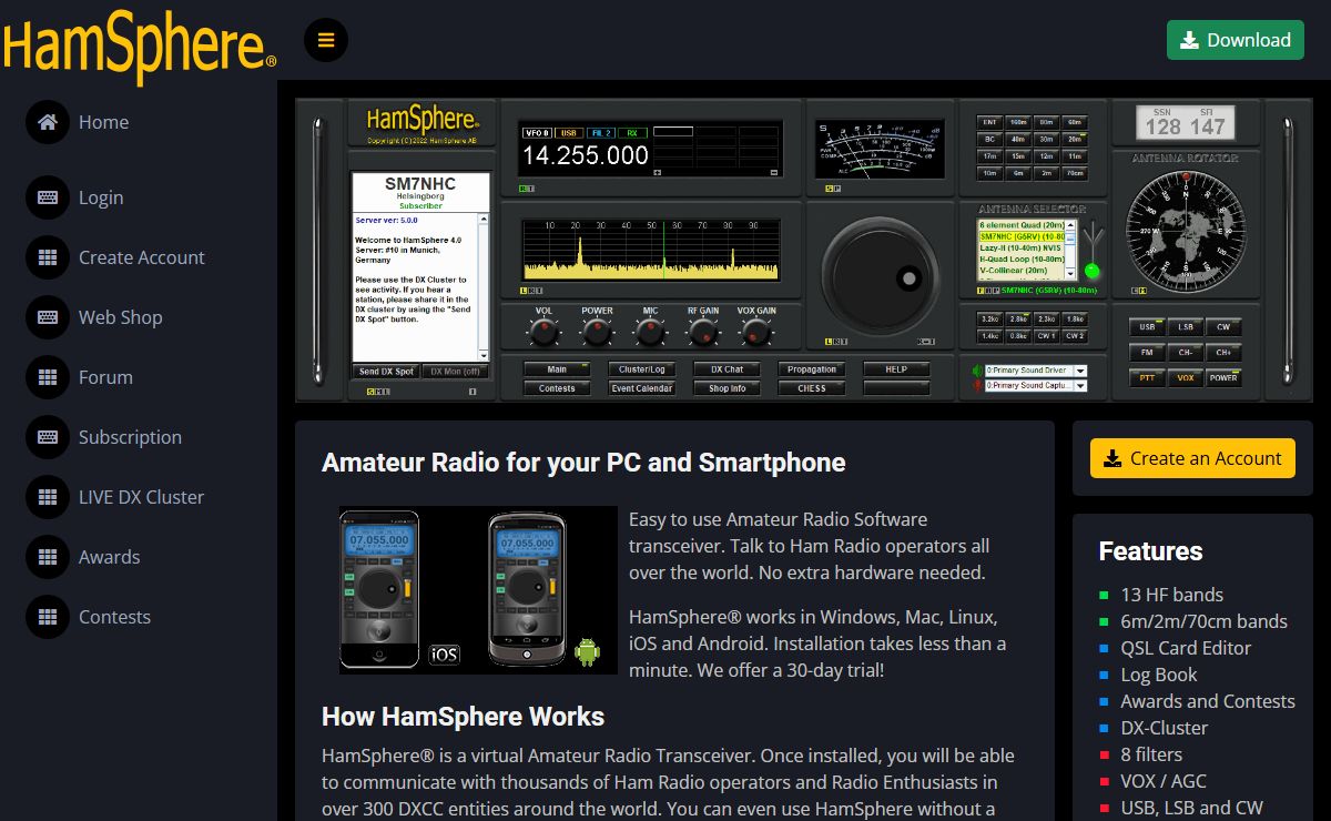 Amateur Radio for your PC and Smartphone - HamSphere®