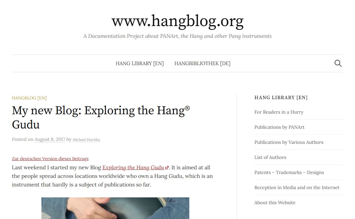 www.hangblog.org – A Documentation Project about PANArt, the Hang and other Pang instruments