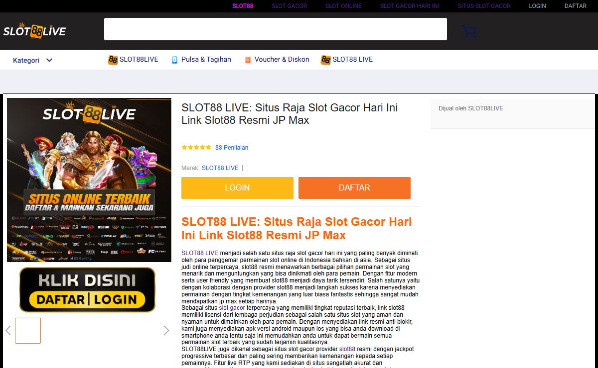 SLOT88 LIVE: Situs Raja Slot Gacor Hari Ini Link Slot88 Resmi JP Max