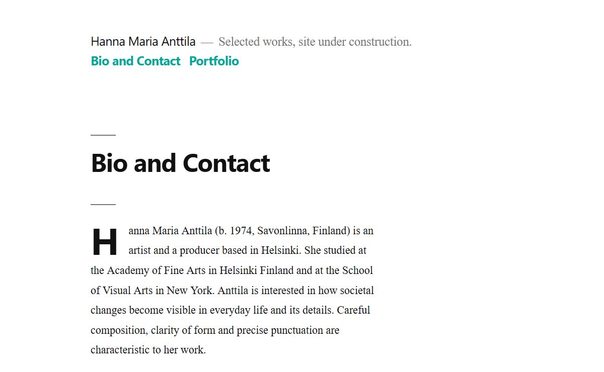 Hanna Maria Anttila – Selected works, site under construction.