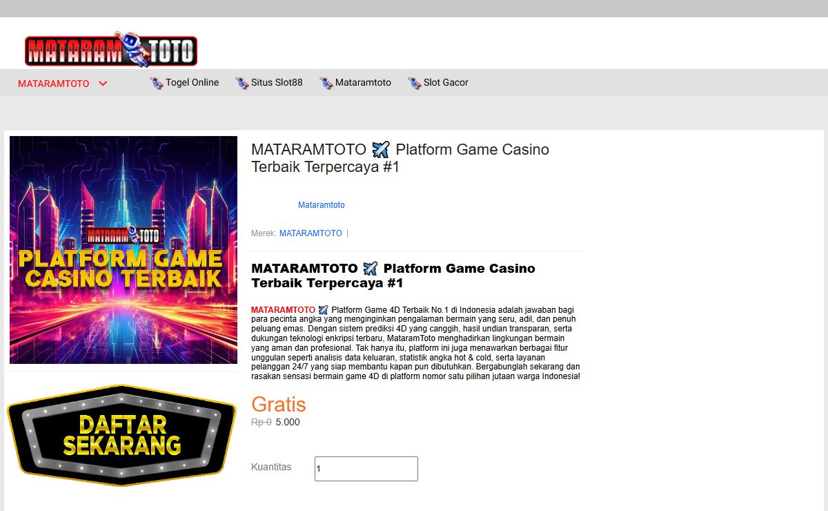 MATARAMTOTO ✈️ Platform Game Casino Terbaik Terpercaya #1
