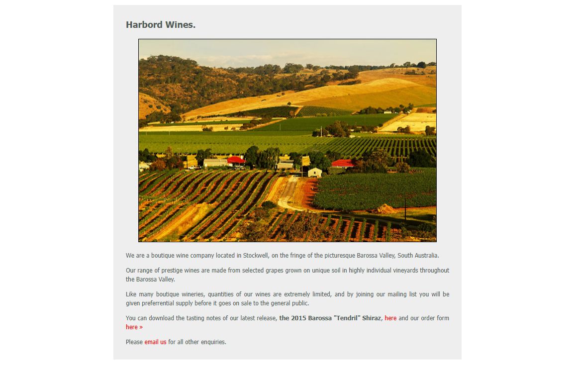 Harbord Wines - Barossa Valley, South Australia.