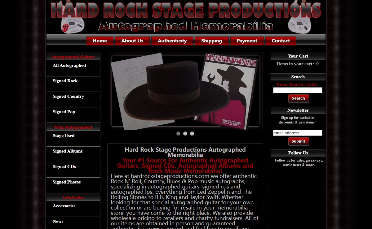 Autographed Guitars | Autographed Memorabilia | Rock Music Memorabilia