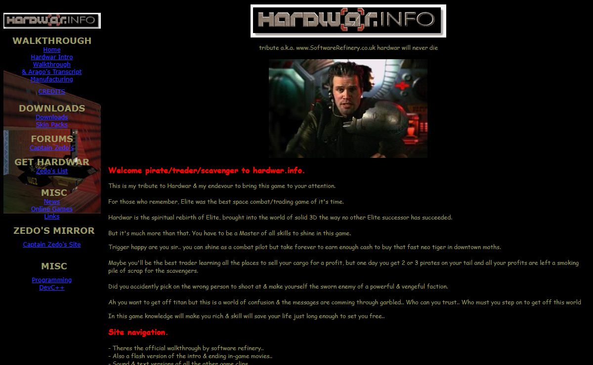 Wez's Hardwar Space combat, trading & multiplayer game site
