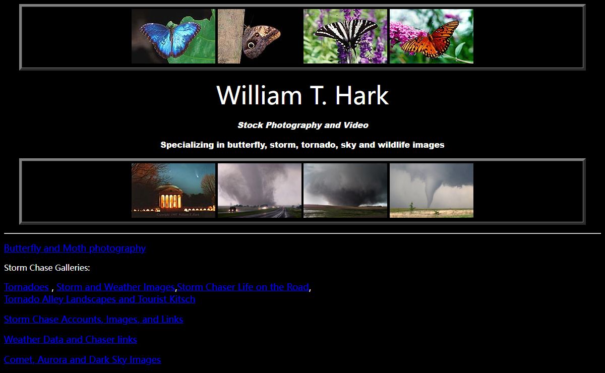 William Hark's Photo Pages (Butterfly, Comet, Kenya Safari, Storm and Tornado)