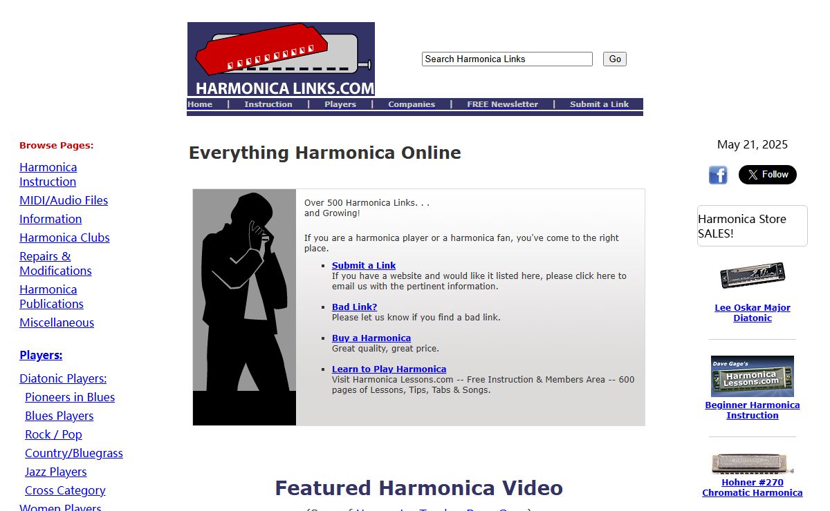 Harmonica, Blues Harp Links- "Everything Harmonica On The Web"- BluesHarp, Diatonic, Chromatic Harmonicas, Harmonica Instruction, Harmonica Tab Sites