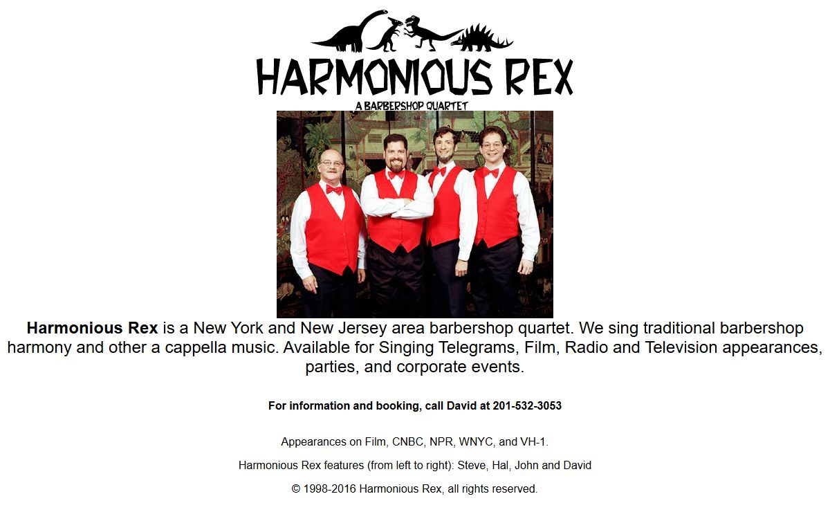 Harmonious Rex a New York Barbershop Quartet