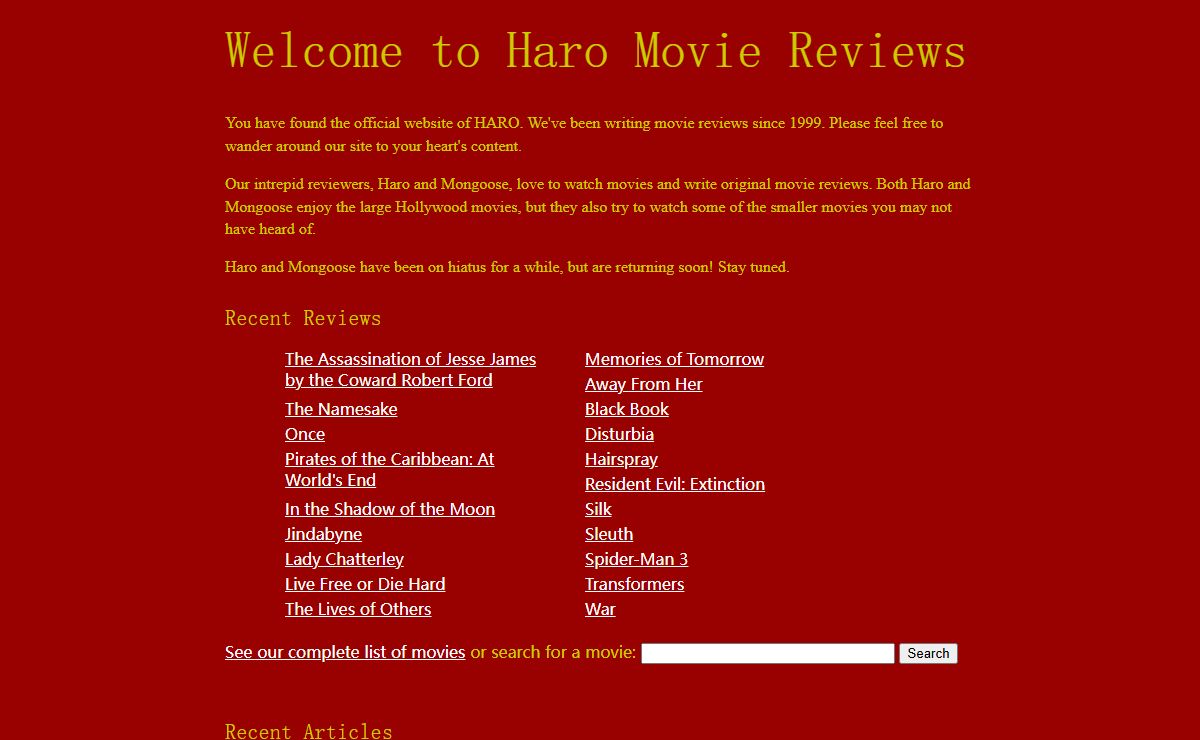 HARO Original Movie Reviews