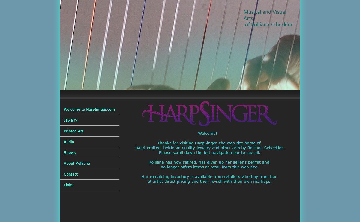 HarpSinger Rolliana Scheckler Is an Artist Who Makes Handcrafted Fine Dichroic Glass Jewelry and Extraordinary Celtic Harp CDs with Original Arrangements.