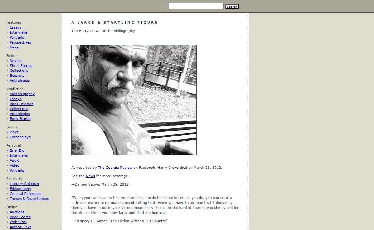 A Large & Startling Figure: The Harry Crews Online Bibliography