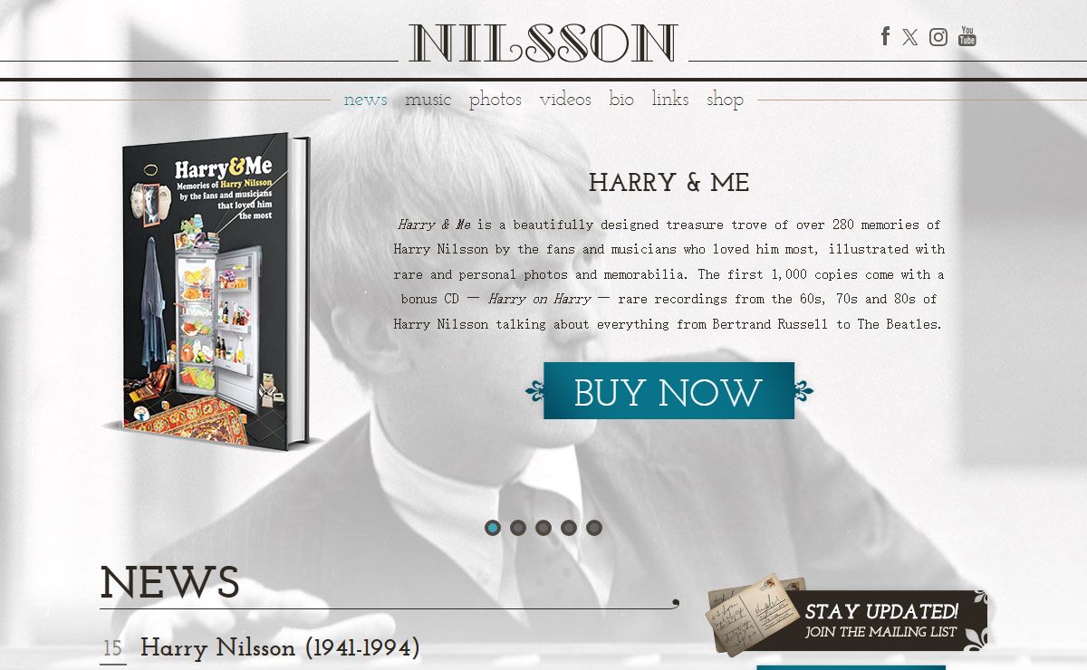 The Official Harry Nilsson SiteThe Official Harry Nilsson Site - Find news, music, photos and more at the official site for Harry Nilsson, the singer-songwriter known for the hits Without You, Coconut and Everybody's Talkin' | | Find news, music, photos and more at the official site for Harry Nilsson, the singer-songwriter known for the hits Without You, Coconut and Everybody's Talkin'