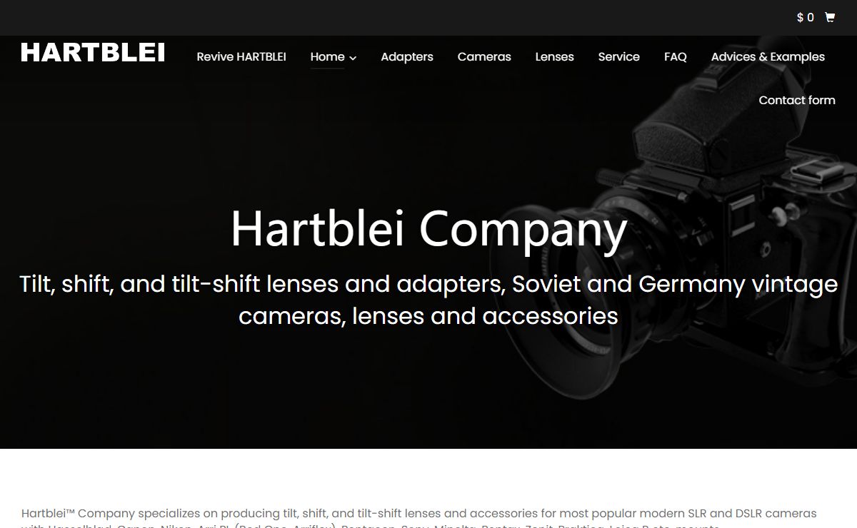 HARTBLEI - Tilt, shift, and tilt-shift lenses and adapters. Soviet and Germany vintage cameras, lenses and accessories.