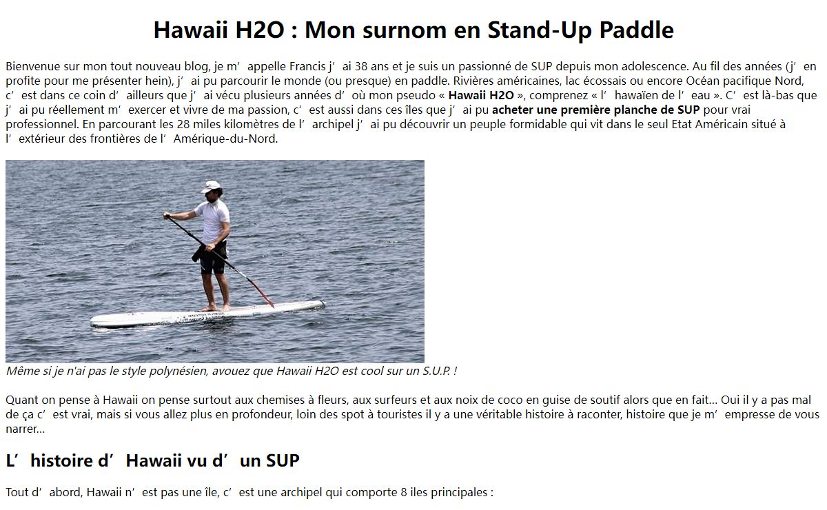 Le blog d’Hawaii H2O, l’expert français en SUP