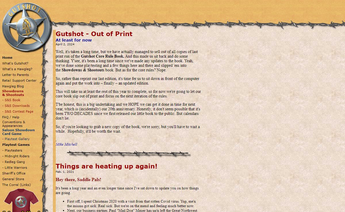 Hawgleg Publishing -- Home of GUTSHOT, 25mm adventures in the Wild West