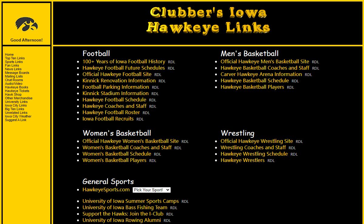Clubber's Iowa Hawkeye Links