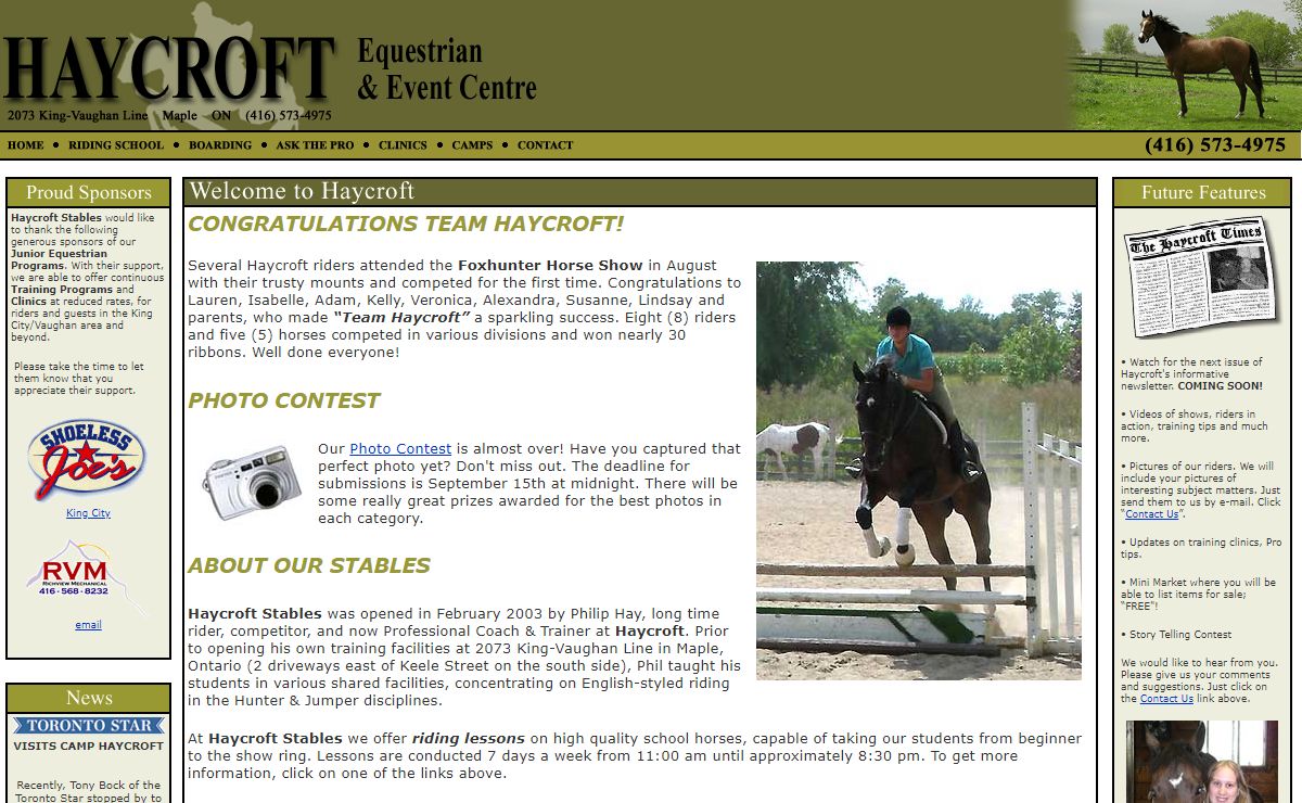 Haycroft Stables Boarding Equestrian Event Center Maple Ontario - Riding Horses Boarded