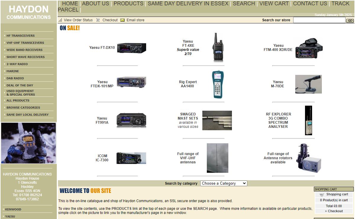 Haydon Communications on-line shop. UK's major radio communication dealer