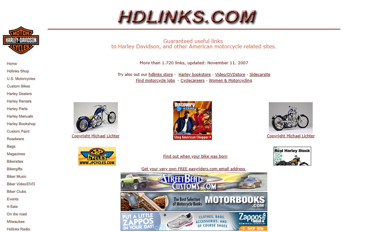 Hdlinks.com the best linksite for Harley Davidson, American motorcyles and other biker related sites