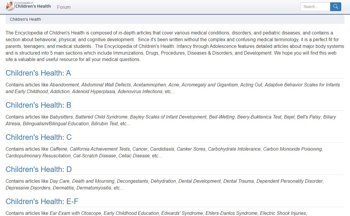 Encyclopedia of Children's Health: Infancy through Adolescence