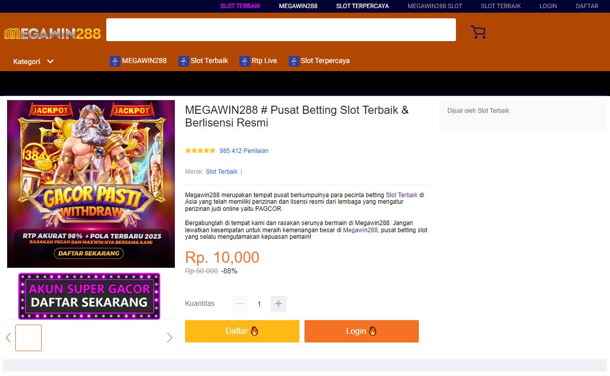 MEGAWIN288 # Pusat Betting Slot Terbaik & Berlisensi Resmi