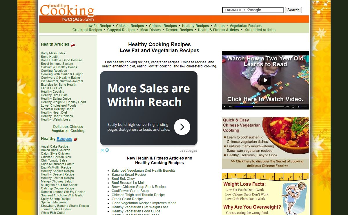 Cooking Recipes - Healthy Recipes, Low Fat, Vegetarian, Chinese Cooking Recipes