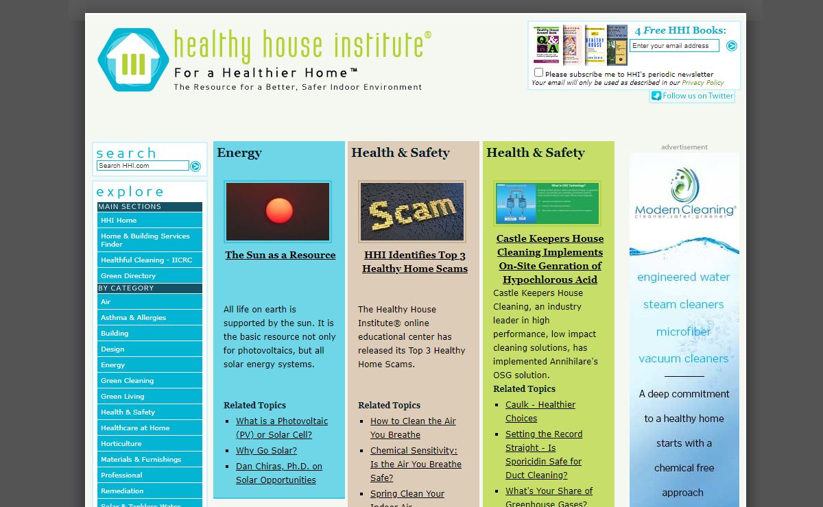 Green & Healthy Homes | Healthy House Institute - For a Healthier Home - The Resource for a Better, Safer Indoor Environment
