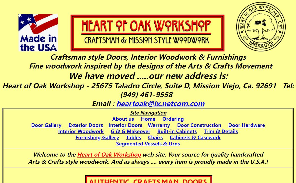 Heart of Oak Workshop, Authentic Craftsman & Mission style Doors Furnishings and Interior Woodwork Inspired by the designs of the Arts & Crafts Movement
