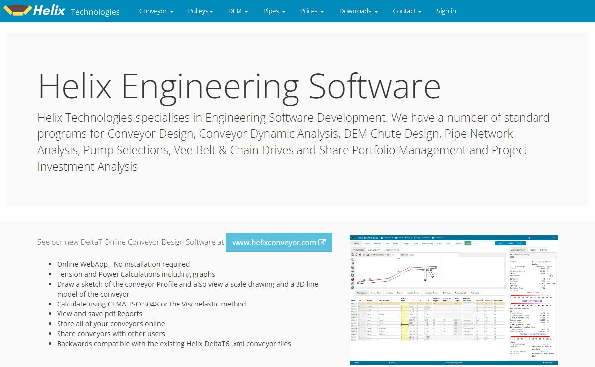 Helix Website - Conveyor, Pipes Network and Chute DEM Engineering Software