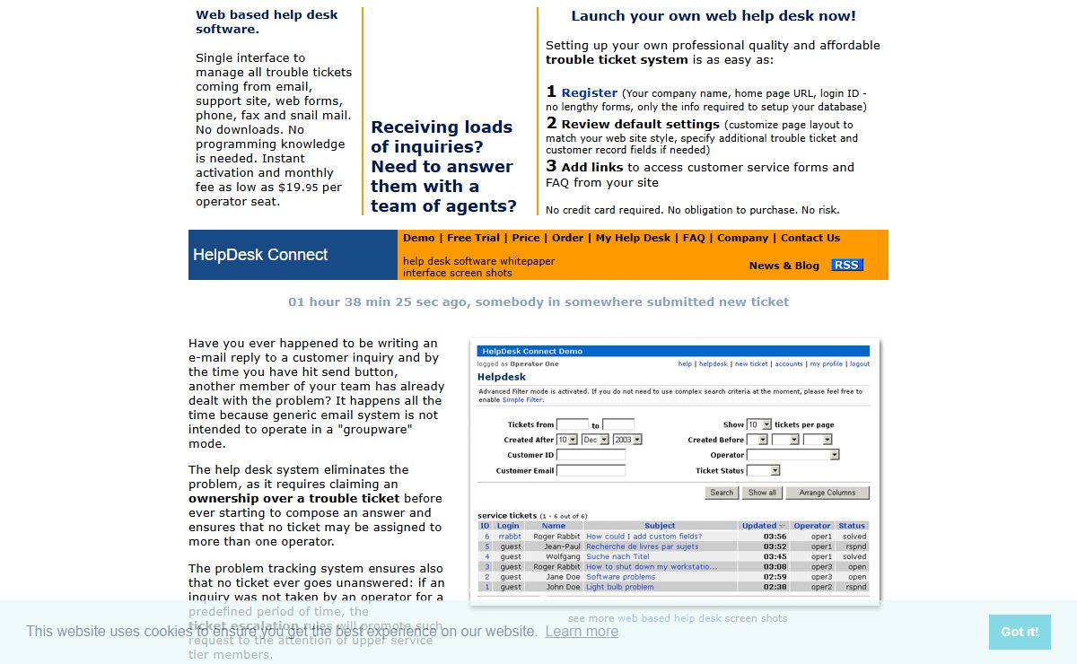 Web based help desk in 15 minutes.