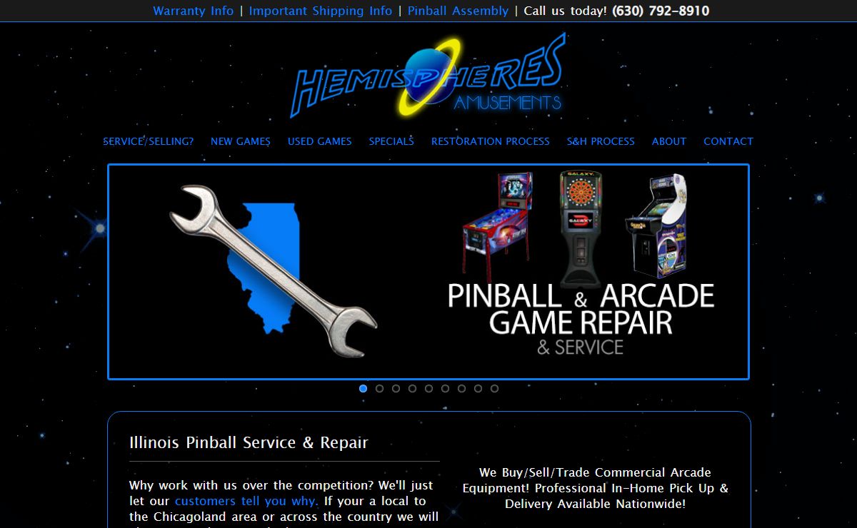 Illinois Pinball Service and Repair | Hemispheres Amusements