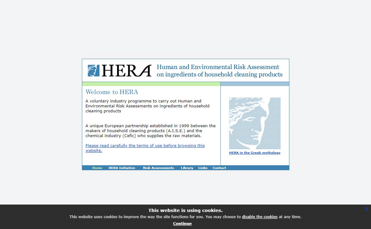 Welcome page to the Human and Environmental Risk Assessment project website