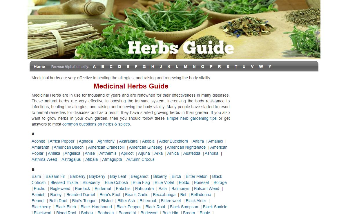 Medicinal Herbs Guide - Natural Herbs Guide - Healing Herbs Guide