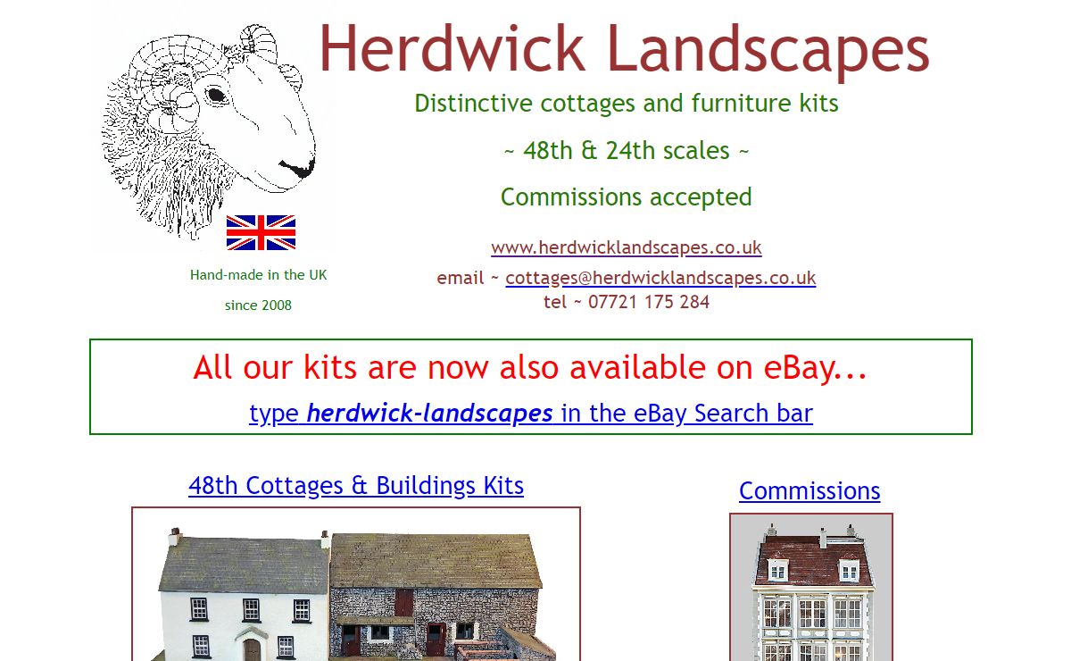 HERDWICK LANDSCAPES 24th & 48th scale dolls houses, bespoke custom built commissions, KITS, handmade quality furniture & buildings
