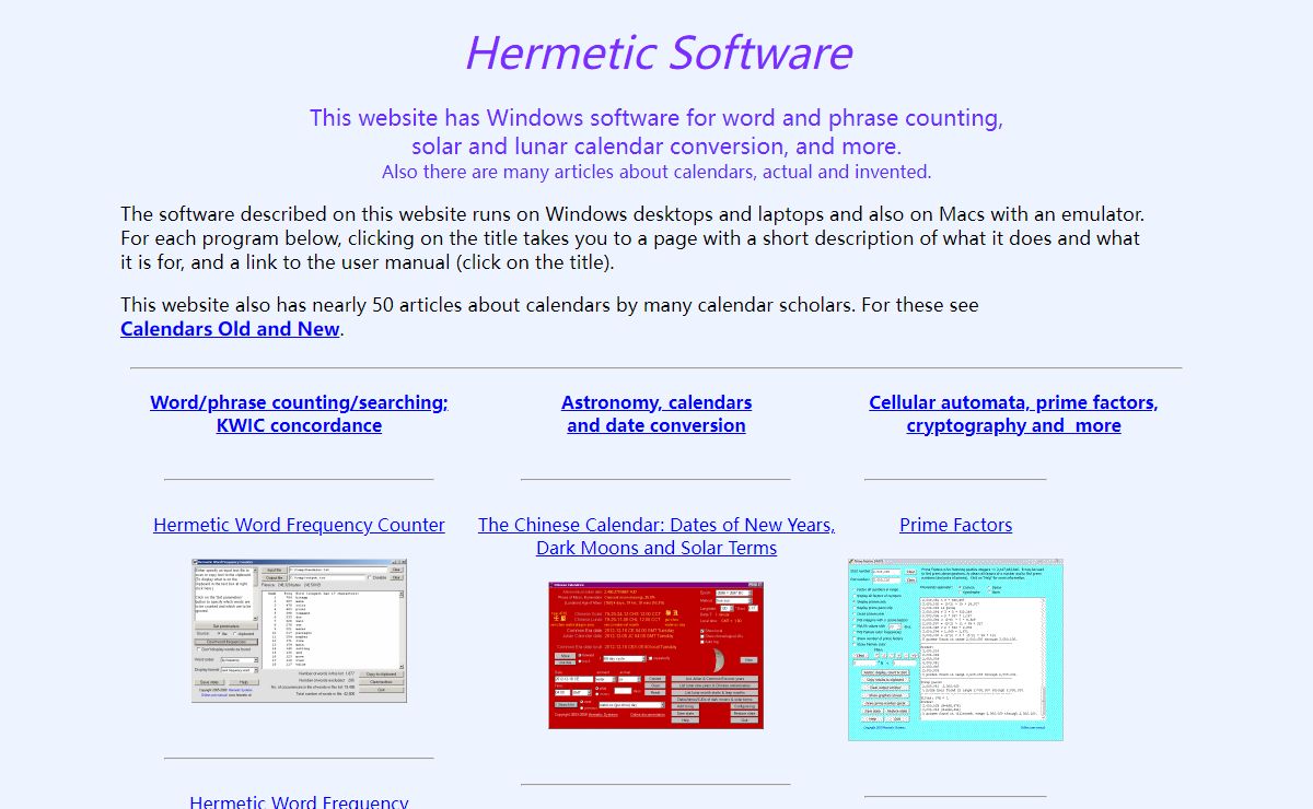 Software for word counting, solar & lunar calendar Conversion and more