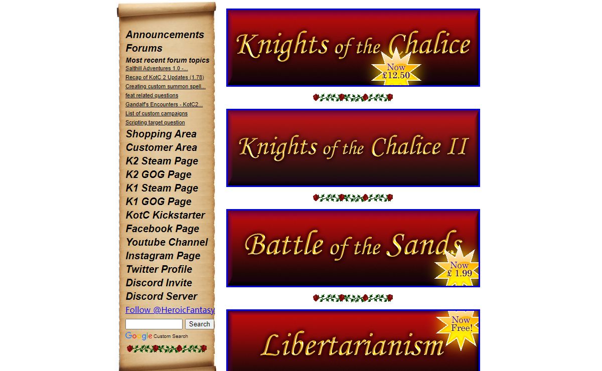Heroic Fantasy Games - CRPGs and other games