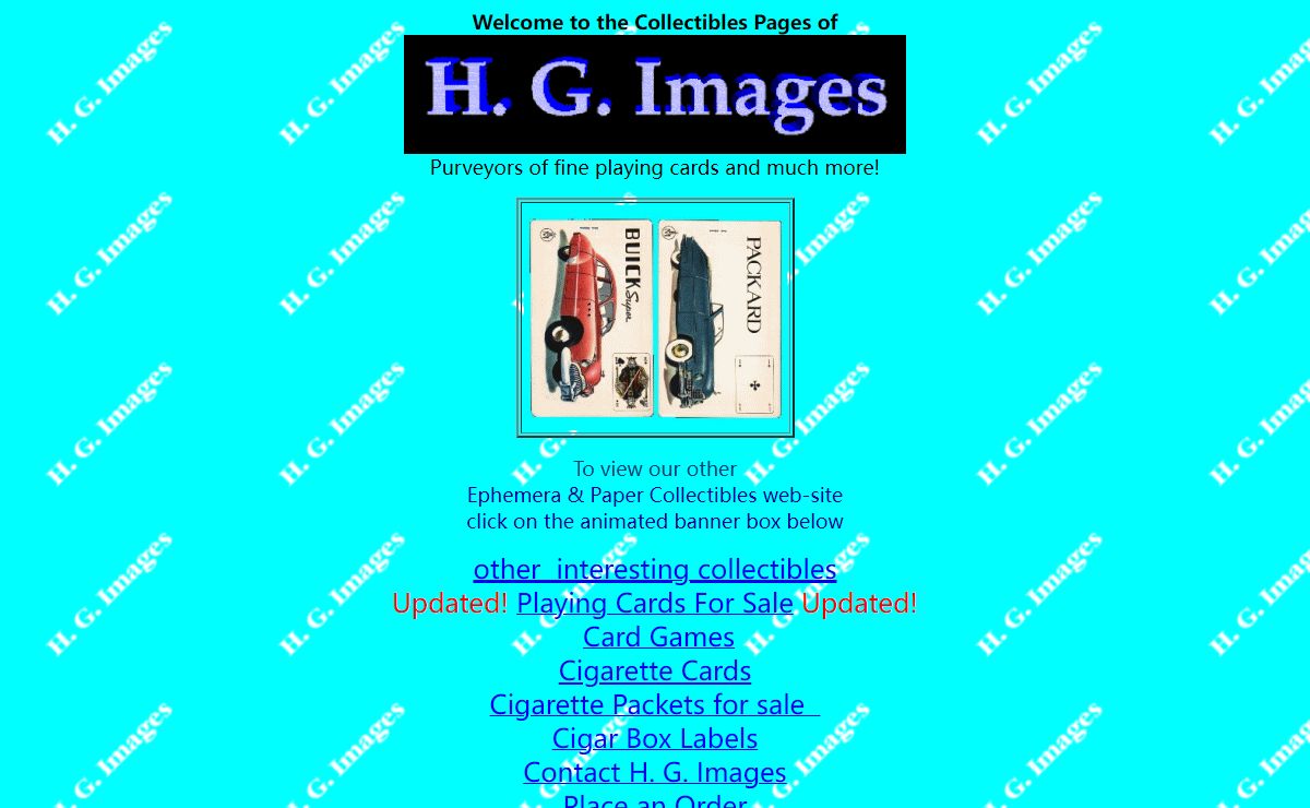 Playing cards, H. G. Images Home Page